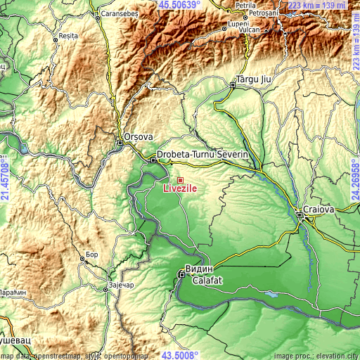 Topographic map of Livezile