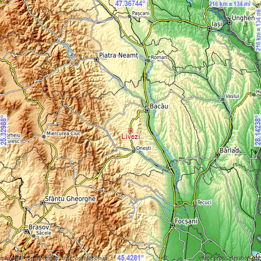 Topographic map of Livezi