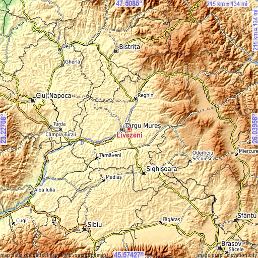 Topographic map of Livezeni