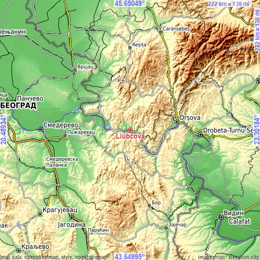 Topographic map of Liubcova