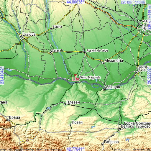 Topographic map of Liţa