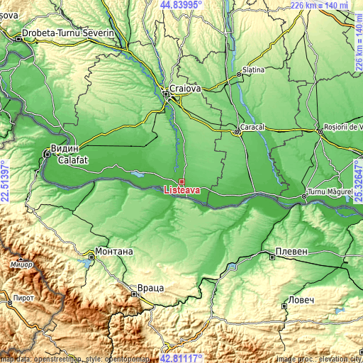 Topographic map of Lișteava