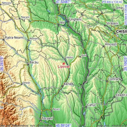 Topographic map of Lipovăţ