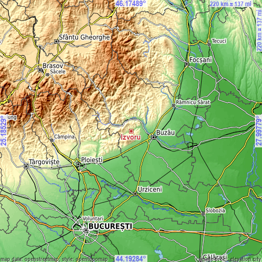 Topographic map of Izvoru