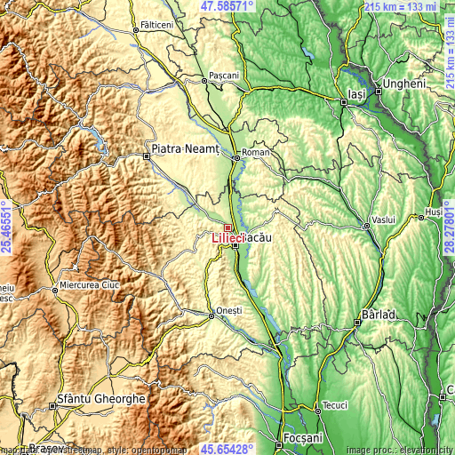Topographic map of Lilieci