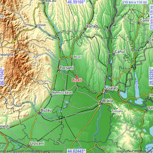 Topographic map of Lieşti