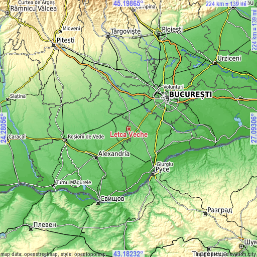 Topographic map of Letca Veche