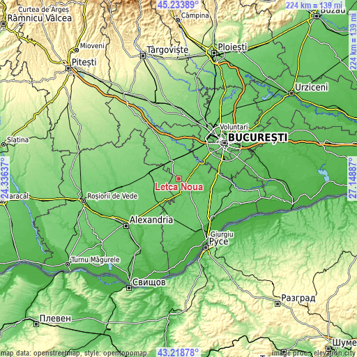 Topographic map of Letca Nouă