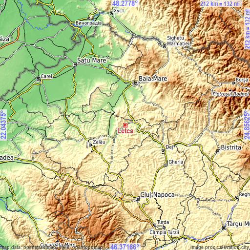 Topographic map of Letca