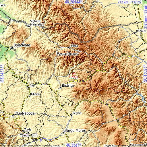 Topographic map of Leşu