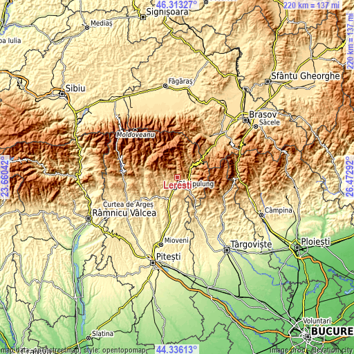 Topographic map of Lereşti