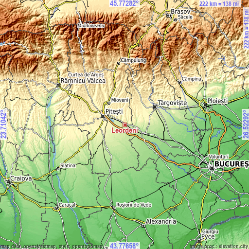 Topographic map of Leordeni