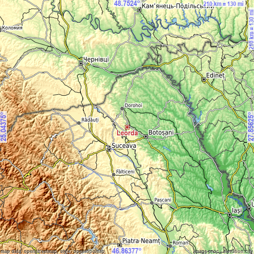 Topographic map of Leorda