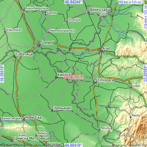 Topographic map of Lenauheim