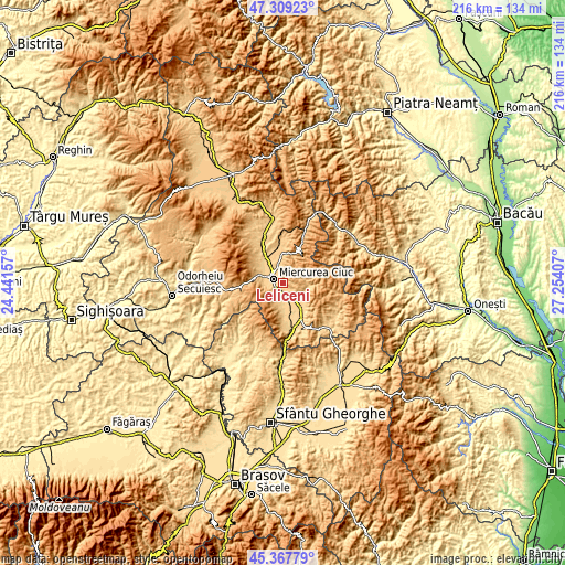 Topographic map of Leliceni