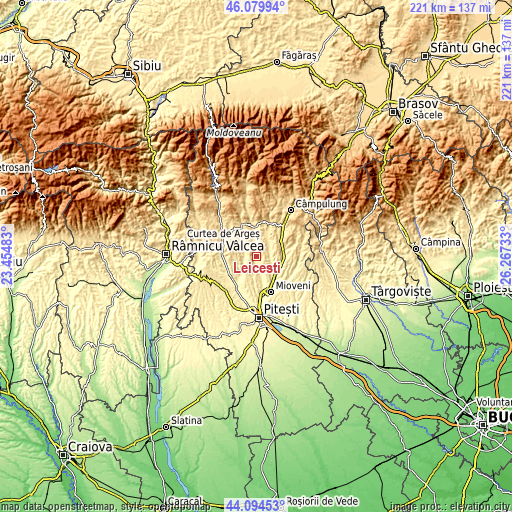 Topographic map of Leicești