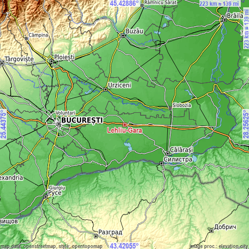 Topographic map of Lehliu-Gară