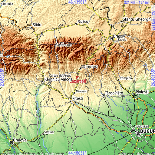 Topographic map of Lăzărești