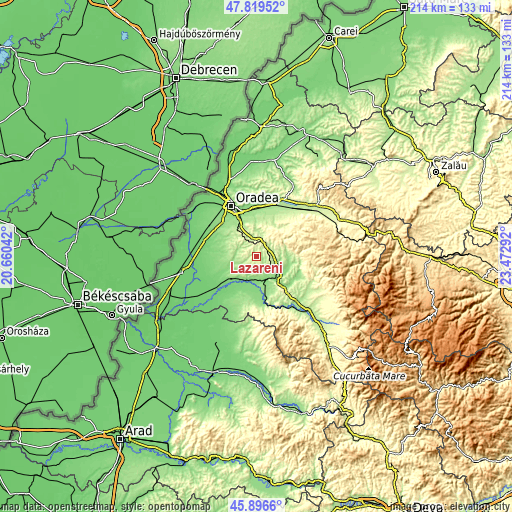 Topographic map of Lăzăreni