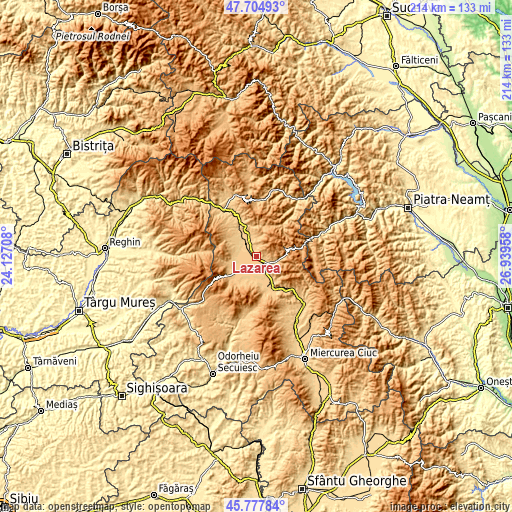 Topographic map of Lăzarea