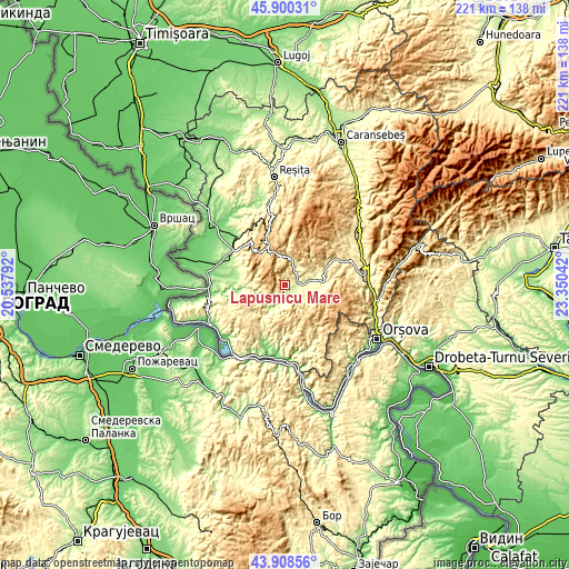 Topographic map of Lăpuşnicu Mare