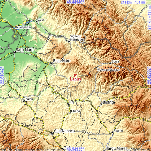 Topographic map of Lăpuş