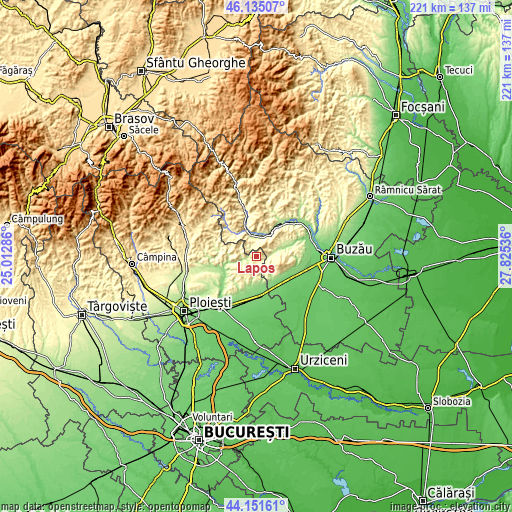 Topographic map of Lapoș