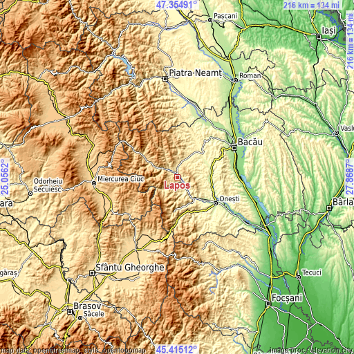 Topographic map of Lăpoș