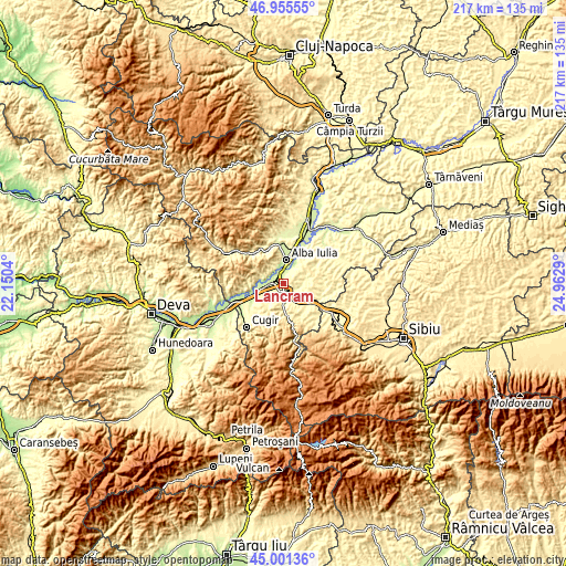 Topographic map of Lancrăm