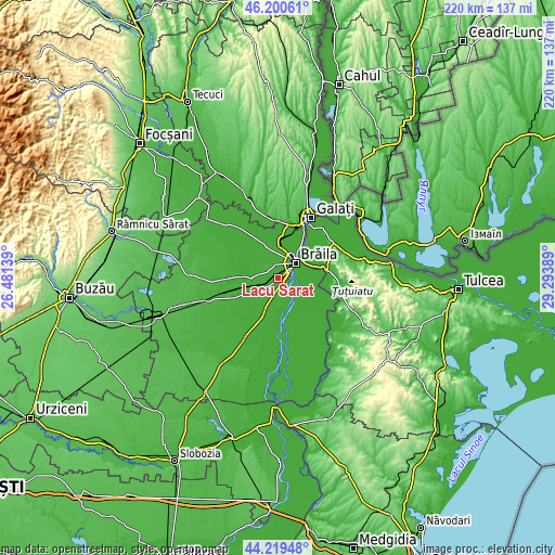 Topographic map of Lacu Sărat