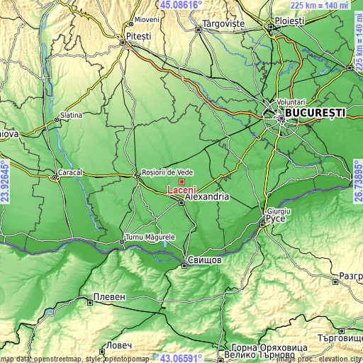 Topographic map of Lăceni