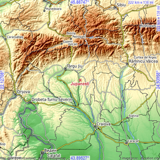 Topographic map of Jupâneşti