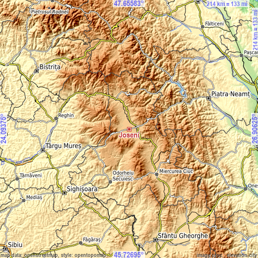 Topographic map of Joseni