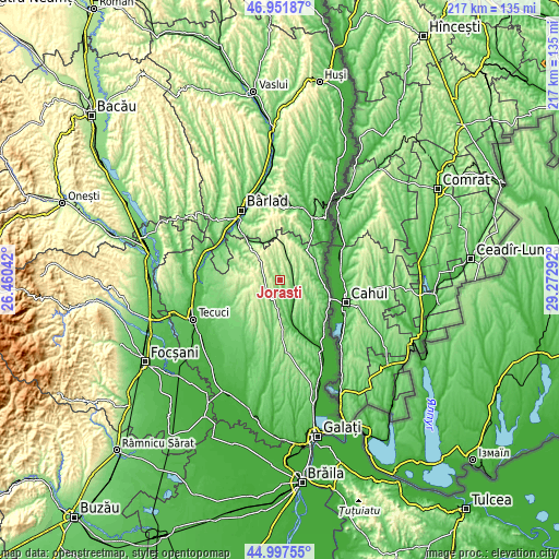 Topographic map of Jorăşti