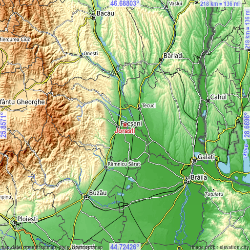 Topographic map of Jorăști