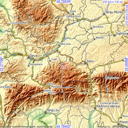 Topographic map of Jina