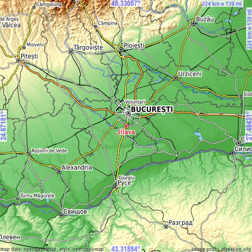 Topographic map of Jilava