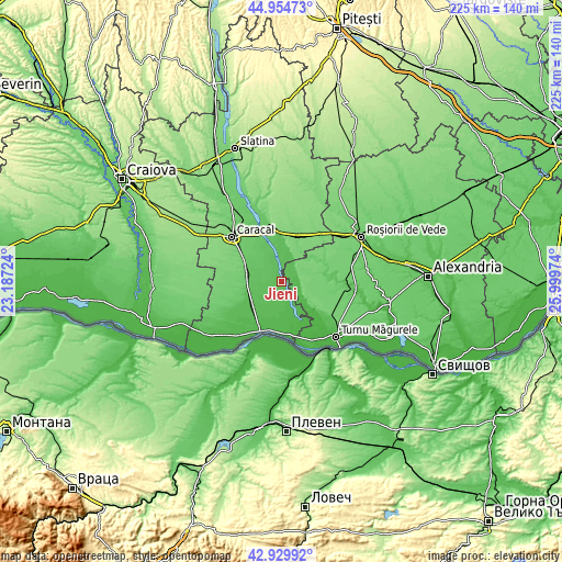 Topographic map of Jieni