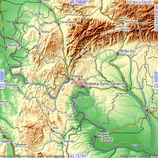 Topographic map of Jidoștița