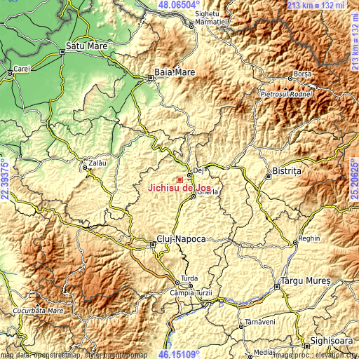 Topographic map of Jichişu de Jos