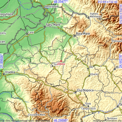 Topographic map of Jibou