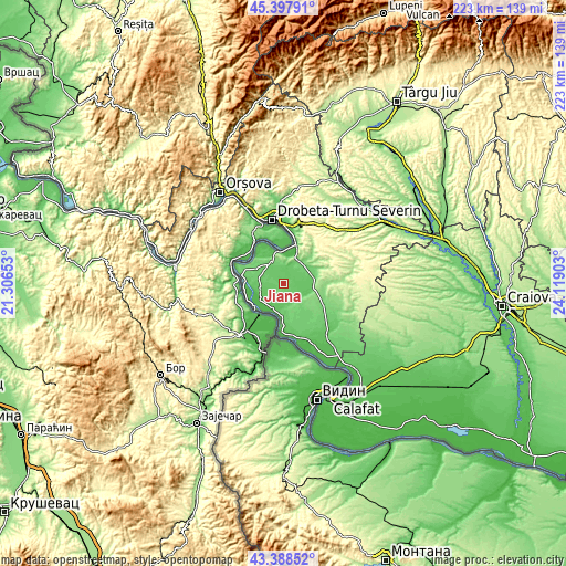 Topographic map of Jiana