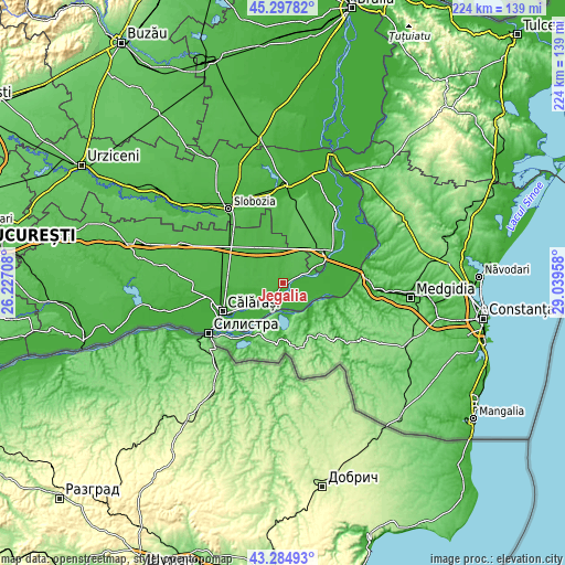 Topographic map of Jegălia