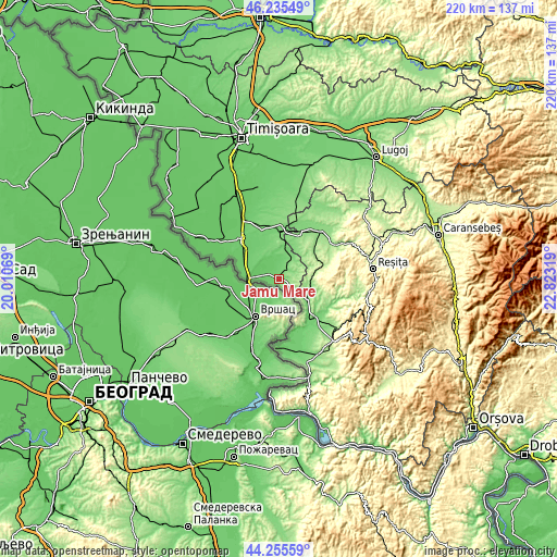 Topographic map of Jamu Mare