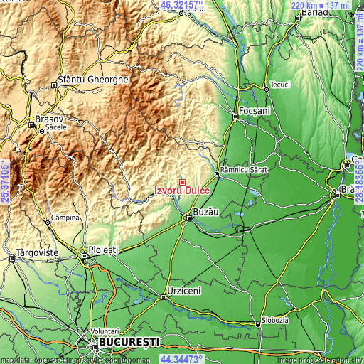 Topographic map of Izvoru Dulce