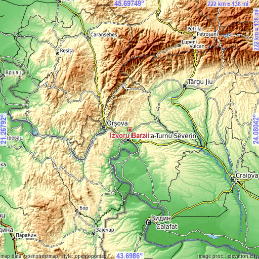Topographic map of Izvoru Bârzii