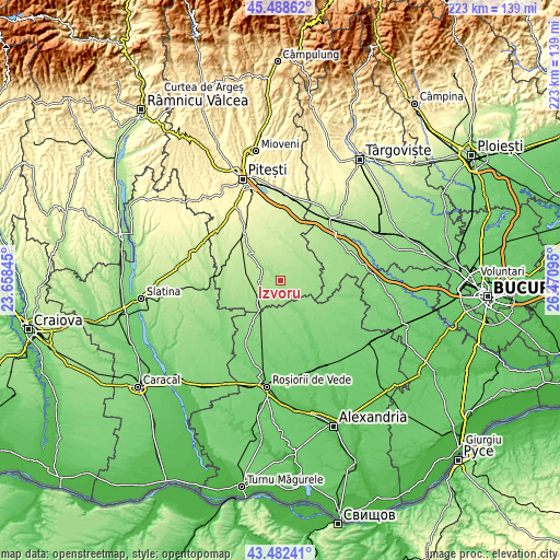 Topographic map of Izvoru