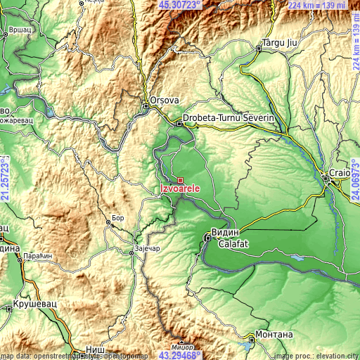 Topographic map of Izvoarele