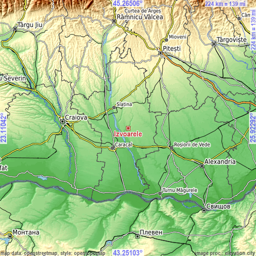 Topographic map of Izvoarele