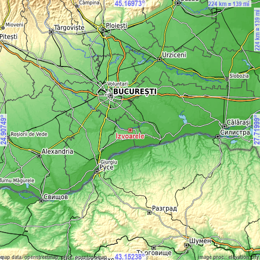 Topographic map of Izvoarele